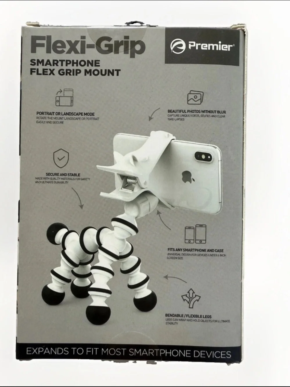 UNICORN Smartphone Flex Grip Mount White Black NEW PFLEX1BK PREMIER